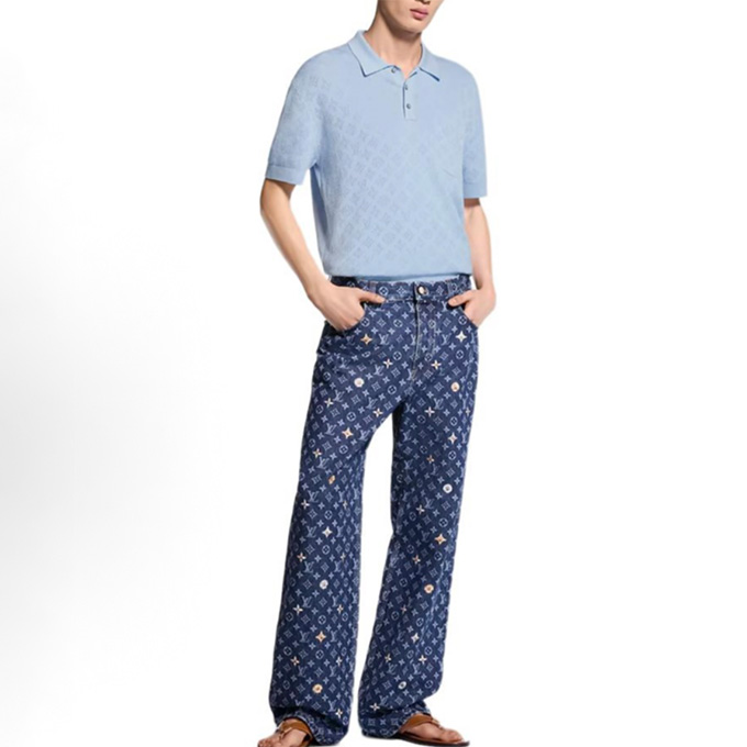 lv louis vuitton mesh jacquard monogram short sleeve polo shirt